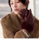 手袋 レディース レザーグローブ スマホ対応 ラビット ファー トリミング ラム 本革 グレージュ ボルドー キャメル ブラウン ブラック 黒 【ネコポスで送料無料】暖かい スマートフォン タッチパネル 母 女性 ギフト プレゼント 7F (04000062r)