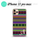 iPhone11ProMax iPhone11pro max スマホケース ハードケース エスニック ボーダー 緑 +アルファベット メンズ レディース nk-i11pm-1563i