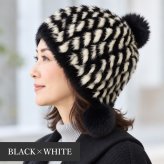 ファー帽子 レディース ミンクファー フォックスファー 毛皮 リアルファー 本物 ニット帽 ブラック ブラウン 冬帽子 高級 ポンポン付き プレセント ギフト 送料無料