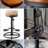 カウンターチェア バーチェア INDUSTRIAL(インダストリアル) 幅46×奥行き46×高さ63~73cm 天然木 パイン材 スチール ポリプロピレン 樹脂製キャップ付き 自転車風デザイン ブ knc-a819【北海道・沖縄・離島以外送料無料】 木製