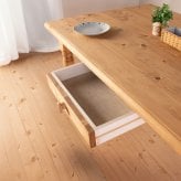 ダイニングテーブル FARMER 無垢材 パイン材 天然木 W150×D85×H72cm(引出の内寸:W36×D27.5×H 食卓テーブル 木製 食卓机 リビング ダイニング ライトブラウン おしゃれ 新生活