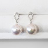 ［pearl626］ 8mm -  8.5mm パール ピアス ダイヤ あこや真珠 K18YG K18WG 0.06ct ダイヤモンド 天草