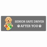 カーサイン 高齢者マーク SENIOR SAFE DRIVER ラブラドゥードル ステッカー シール 長方形 20x6.7cm 肉球 日本製 車