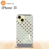iPhone15 iPhone15 スマホケース 背面ケースソフトケース ドット 水玉 C グレー 青 +アルファベット 2023年 9月発売 nk-i15-tp1650i
