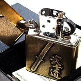 ZIPPO ライター 武士道 真鍮バレル ジッポ 刀 メタルエンブレム 和柄 日本 ブラス おしゃれ アンティーク ゴールド かっこいい メンズ 渋い ギフト プレゼント