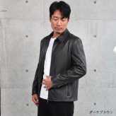 シングル ステンカラー ジャケット 本革 メンズ レザージャケット 本革ジャケット 革ジャン ラムレザー[Merfirge] (MZR3966)