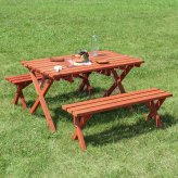 杉材 BBQテーブル&ベンチセット (コンロスペース付) ナチュラル 1色展開 ガーデンテーブル 屋外 庭 ベランダ テラス アウトドア おしゃれ シンプル 新生活 家具 インテリア 不二貿易