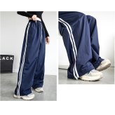 トラックパンツ レディース 通販 サイドライントラックパンツ ラインパンツ サイドラインパンツ ワイドパンツ シャカシャカパンツ ダンスパンツ 長ズボン レディースパンツ ボトムス 部屋着 ウエストゴム スポーツ ランニング カジュアル おしゃれ かわいい