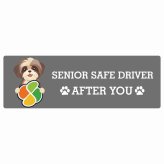 カーサイン 高齢者マーク SENIOR SAFE DRIVER シーズー ステッカー シール 長方形 20x6.7cm 肉球 日本製 車