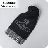 ヴィヴィアン ウエストウッド マフラー メンズ レディース ブランド Vivienne Westwood ロゴ W01MK-N402 BLACK WHITE ビビアン