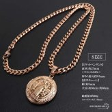 ステンレス ロケットネックレス HIPHOP 喜平チェーンネックレス ロケットペンダント 写真 記念 思い出 50cm 60cm ピンク 聖ベネディクト 6面カット メンズ 男性 金属アレルギー対応
