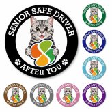カーサイン 高齢者マーク SENIOR SAFE DRIVER アメリカンショートヘア マグネット 強力 直径13cm 肉球 日本製 車 ステッカー