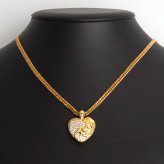 ステンレス ハートネックレス パヴェ ゴールド ダブル喜平 メンズ ペンダント ストーン ハートモチーフ 立体的 唐草模様 ゴールドカラー キラキラ 存在感 男性用 アクセサリー 首飾り ヒップホップ ストリート お兄系