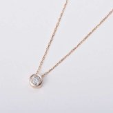 ダイヤモンド ネックレス K18PG 0.1ct フクリン ペンダント 18金 ピンクゴールド 一粒ダイヤ シンプル 華奢 レディース アクセサリー ジュエリー プレゼント ギフト 贈り物