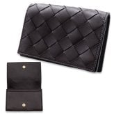 ボッテガヴェネタ BOTTEGA VENETA 名刺入れ カードケース イントレチャート フォンダン ブラウン 茶 メンズ レディース 本革 レザー スナップボタン ビジネス 593115 V3UH2 2132 ゴールド金具