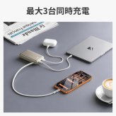 モバイルバッテリー 巻き取り式 ケーブル一体型 20000mAh 20W 3台同時充電 Type-Cケーブル内蔵 Type-C /USB-A出力 リール 伸縮ケーブル PD対応 残量表示 PSE認証済 機内持込可 旅行 出張 停電対策 防災グッズ