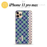 iPhone11ProMax iPhone11pro max スマホケース ソフトケース タータン ドット 青 +アルファベット メンズ レディース nk-i11pm-tp1534i