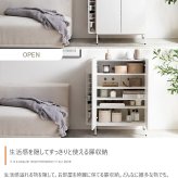 キャビネット 収納家具 マルチラック 多機能 小物入れ リビング スリッパ 玄関 下駄箱 シューズボックス キッチン サニタリー 石目調 木目調 左右入れ替え 子供部屋 S字フック スリム コンパクト 省スペース: 収納スペースは扉収納 収納棚 アイアン