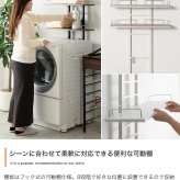 ラック ランドリー つっぱり 突っ張り 棚 壁面 ウォール 洗濯機の上 シェルフ スリム 防水パン対応 3段 キッチン サニタリー 石目柄 幅60 ドラム式 縦型 隙間 すき間 可動棚 S字フック 洗面所 脱衣所 トイレ 新生活
