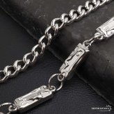 ステンレス ストーンネックレス デザインネックレス 幾何学ネックレス アシンメトリー シルバー ブラックストーン 原宿 韓流 お洒落 喜平チェーン メンズ 男性 金属アレルギー対応