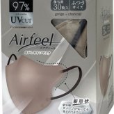 エアフィール立体マスク　30枚入 B/ｸﾞﾚｰｼﾞｭ×ﾁｬｺｰﾙ FU30-GR 景品 記念品 粗品 ノベルティ 名入れ 御挨拶 ご挨拶