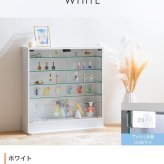 収納家具 ラック 段差式 コレクションボードコレクションケース コレクション収納 キュリオケース コレクション 展示棚 展示ケース ガラス棚 背面ミラー フィギュア 完成品 木製 木目調 ブラウン ホワイト 幅80cm×奥行24cm×高さ81.2cm