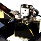 ZIPPO ライター 金チタン ジッポ ロゴ ブラック&ゴールド かっこいい 黒金 チタンコーティング 彫刻 おしゃれ 高級 メンズ ギフト プレゼント