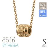 金属アレルギー対応 ペアネックレス ハワイアンジュエリー 純チタン ゴールドカラー ペアネックレス 誕生石 バレル Sサイズ Lサイズ チェーン 長さ選べる イオンプレーティング カップル プレゼント 【品番：CG-TIP403SLP-Y】