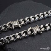 ステンレス 有刺鉄線ネックレス 6面カット 喜平チェーンネックレス オニハリバーブ シルバー 重厚感 個性的 メンズ 男性 金属アレルギー対応