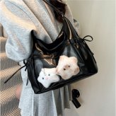 痛ショルダーバッグ 通販 痛バ クリアポケットバッグ 2wayショルダーバッグ レディースバッグ 透明ビニールポケット 魅せトートバッグ オタ活バッグ ヲタ活バッグ 缶バッジキーホルダー ぬいぐるみ収納バッグ 斜めがけバッグ おしゃれ イベント 通学 かわいい