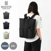 【正規販売】MILESTO ミレスト STLAKT ストラクト MLS568 バックパック M 2WAY 14L リュック トートバッグ 軽量 旅行 ビジネス 通勤 ブラック ベージュ ネイビー 通学 ギフト プレゼント メンズ レディース ブランド キャリーオン PC収納 男性 女性 海外旅行