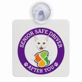 カーサイン 高齢者マーク SENIOR SAFE DRIVER ターキッシュアンゴラ 車内用 吸盤タイプ 収れん火災防止タイプ 肉球 日本製 車 ステッカー