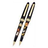 高級蒔絵ボールペンペア 富士 鶴 木箱入 文具 筆記具 文房具 ペン ステーショナリー【北海道・沖縄県・離島 配送不可】