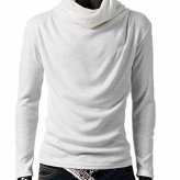 （メール便）秋新作長袖シャツ メンズ Tシャツ ロンT タートルネック カジュアル トップス アフガンネック ドレープ キレイめ ストレッチ