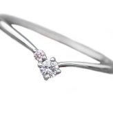 ダイヤモンド リング プラチナ Pt950 合計0.06ct V字 指輪 ピンクダイヤモンド レディース ジュエリー アクセサリー 11号 鑑別カード付き 婚約 結婚 記念日 プレゼント