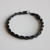 ステンレス ロープチェーンブレスレット 幅6mm ブラック メンズ ボリューム ツイスト 立体感 太め シンプル カジュアル ストリート モード きれいめ おしゃれ かっこいい アクセサリー 手元のポイント 金属アレルギー対応