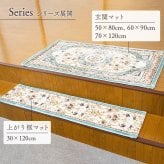 ベッド 寝具 玄関マットトルコ製ウィルトン織りクラシカル柄エレガンス柄上品ヒートセット加工立体感高目付肌触り柔らか抗菌防臭消臭丈夫へたりにくいソファー前用 サイド用約60×90cm