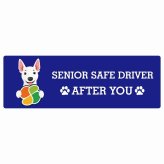 カーサイン 高齢者マーク SENIOR SAFE DRIVER ミニチュアブルテリア ステッカー シール 長方形 20x6.7cm 肉球 日本製 車