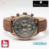 【送料無料】（お取り寄せ）腕時計 メンズ Salvatore Marra サルバトーレマーラ クロノグラフ 10気圧防水 ヌバックレザーベルト SM23104-KHKH 本革レザー 高級感 ブランド 人気 シンプル ウォッチ カジュアル フォーマル 誕生日[SM23104-KHKH]