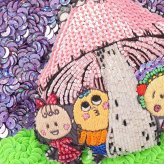  タマオワールド スパンコール刺繍ポーチ コジコジ mushroom 定形外 送料無料 POC3759 スパンコール 刺繍 ポーチ 小銭入れ