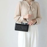ショルダーバッグ 肩掛け財布 ショルダーウォレット 3wayクロコダイル 本革 お財布 財布バッグ 長財布 斜め掛け 肩掛け クラッチバッグ レディース ブラック ボタニカル柄 アンティーク柄 上品 個性的 高級感 上質感 4FA (06001983r)
