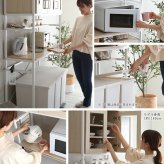 食器棚 ゴミ箱収納付き オシャレゴミ箱上ラック ワイドタイプ Frais-フレ- FRA-T3W--WOK ホワイトオーク ゴミ箱上ラック ホームテイスト ごみ キッチン 白 ホワイト 幅 90 cm：