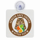 カーサイン 高齢者マーク SENIOR SAFE DRIVER サイベリアン 車内用 吸盤タイプ 収れん火災防止タイプ 肉球 日本製 車 ステッカー