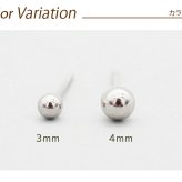 セカンドピアス つけっぱなし 軸太 片耳 丸玉 ボール ホワイトゴールド 3mm・4mm 金属アレルギー サージカル ステンレス サージカル 医療用 シンプル 定番 メンズ レディース 小さめ 【全品1個ずつバラ売り】 プレゼント