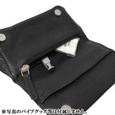 パイプポーチ 黒 2本用 CHACOM ファスナー ポケット フラップ仕様 喫煙具 合皮製 タバコ 収納 皮 シャコム ブラック おしゃれ かっこいい メンズ 高級 ギフト プレゼント