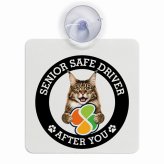 カーサイン 高齢者マーク SENIOR SAFE DRIVER メインクーン 車内用 吸盤タイプ 収れん火災防止タイプ 肉球 日本製 車 ステッカー