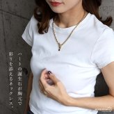 ステンレス 誕生石ネックレス マンテル ハート ゴールド 12タイプ レディース 小豆チェーン ペンダント カラーストーン フロント留め モチーフ 上品 大人可愛い カジュアル きれいめ 胸元 ワンポイント 金属アレルギー対応