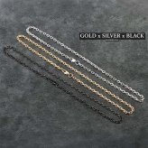 高品質ステンレス あずきチェーンネックレス 太角チェーン 小豆チェーン ゴールド シルバー ブラック 金 銀 黒 45cm 50cm 60cm 幅4mm