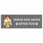 カーサイン 高齢者マーク SENIOR SAFE DRIVER ラフコリー ステッカー シール 長方形 20x6.7cm 肉球 日本製 車