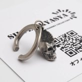 シルバー925 スカルイヤーカフ ドクロ アンティークイヤーカフ シルバー 個性的 揺れる モヒカン ユニーク 片耳1点 メンズ 男性 金属アレルギー対応フェイクピアス ノンホール イヤリング